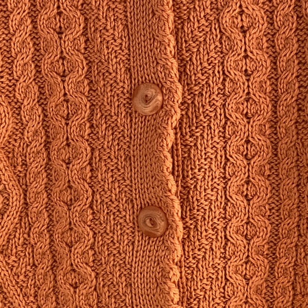 Aran Craft Merino Wool Button Front Scalloped - Picture 3 of 7